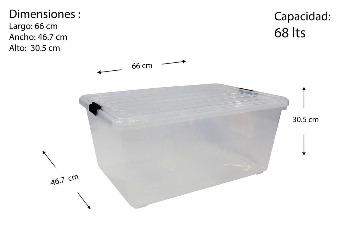 Caja Plástica Sansón Cristal 68 lts